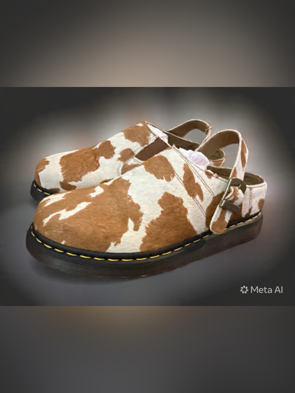 RARE Dr. Martens Jorge II Isham Hair On Cow Print Mules Slides W11 M10 EU 44
